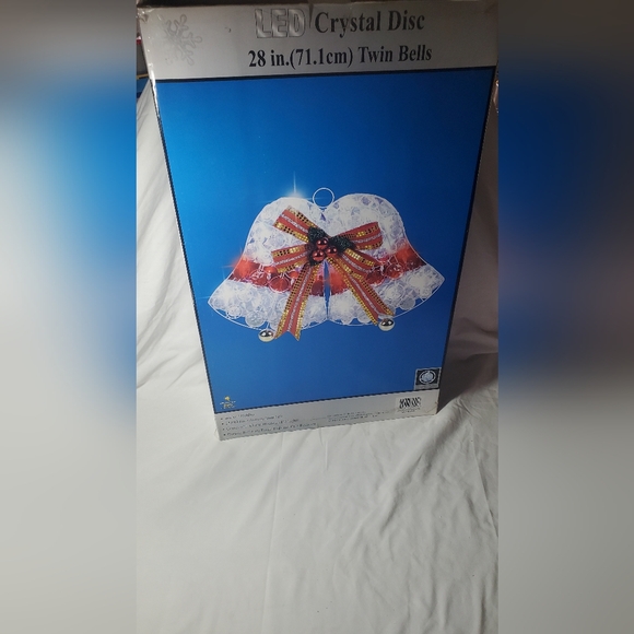 LED Crystal Disc Twin Bells Vtg 2000 Indoor Outdoor Hanging Light Display - Picture 9 of 14